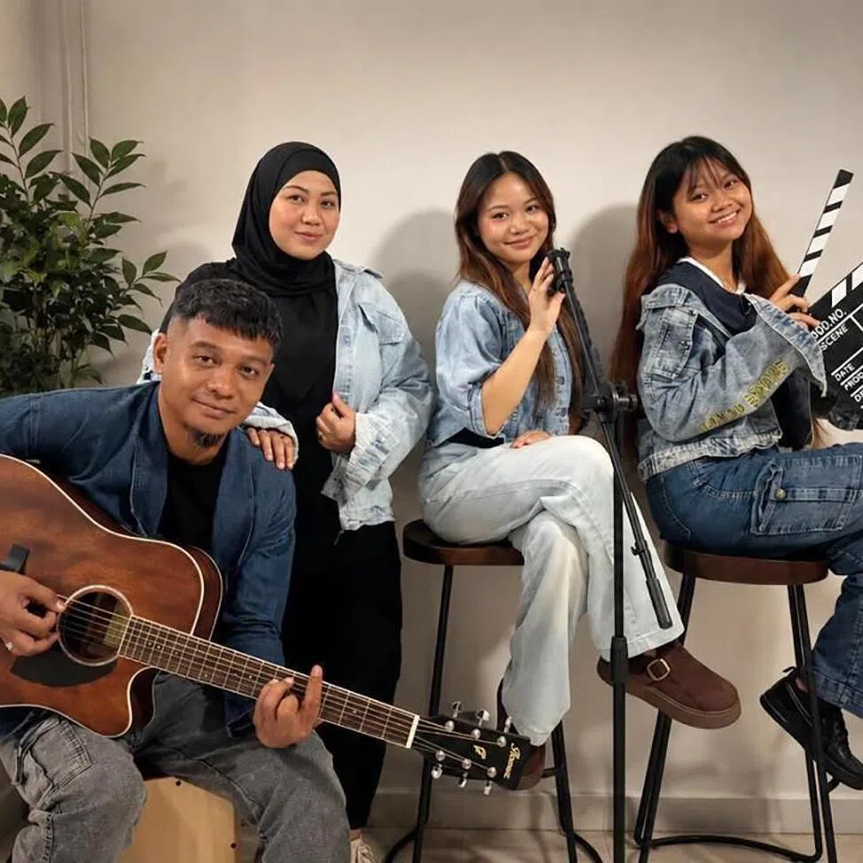 Family band D’Fusion comprises (from left) Mohamad Azrin Mohd Hanapiah, Juriah Bujang, Charissa Annalista and Alysyya Adrianna.