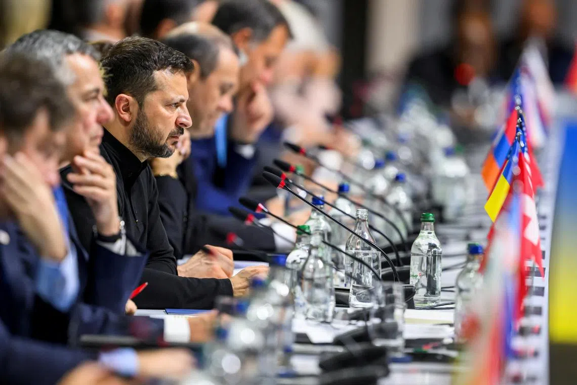 Ukrainian President Volodymyr Zelensky told assembled leaders that the peace summit would help to bring "a just peace" closer.