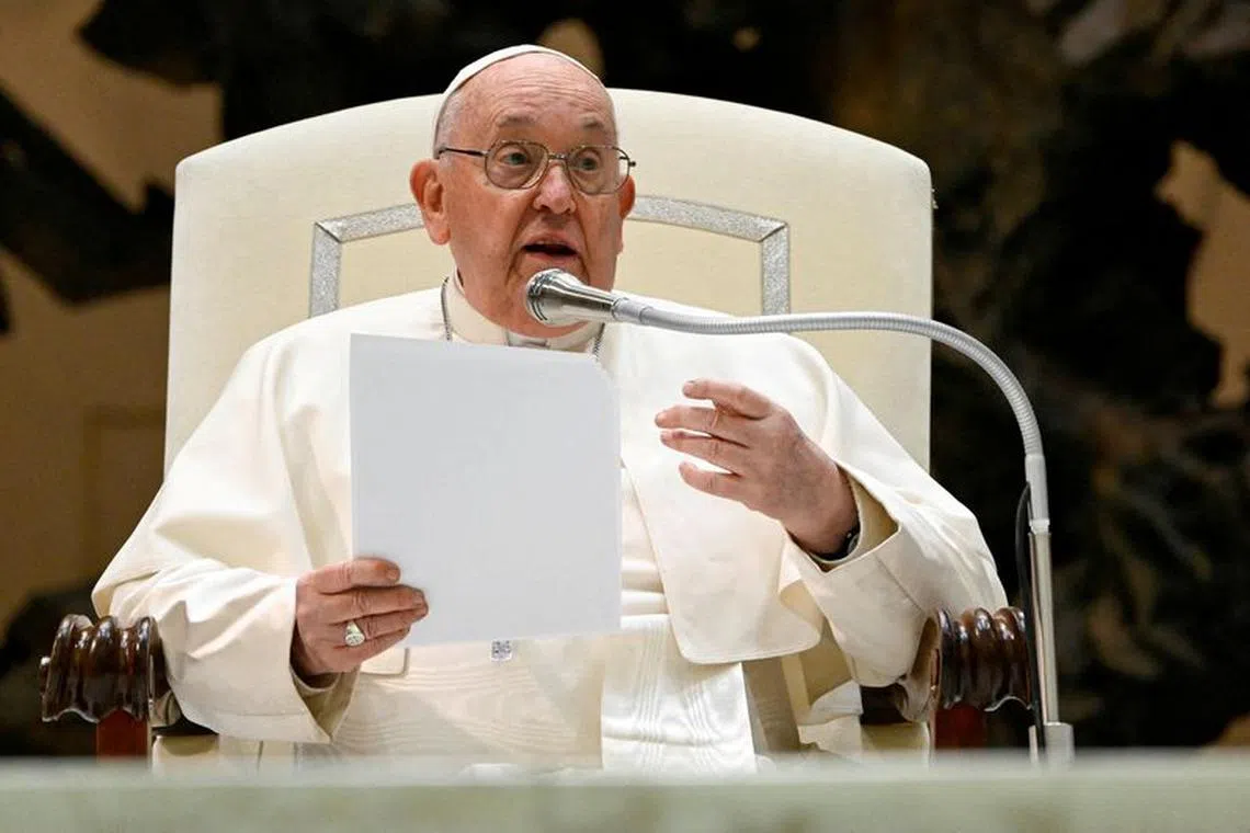 Pope Francis holds a weekly general audience at the Vatican, January 10, 2024. Vatican Media/­Handout via REUTERS