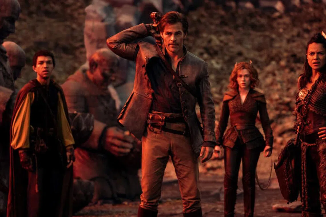 (From left) Justice Smith, Chris Pine, Sophia Lillis and Michelle Rodriguez In Dungeons & Dragons: Honor Among Thieves.
