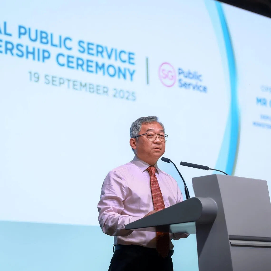 Deputy Prime Minister and Minister for Trade and Industry Mr Gan Kim Yong speaking at the Annual Public Service Leadership Ceremony held at the Sands Convention and Exhibition Centre on Sep 19, 2025.