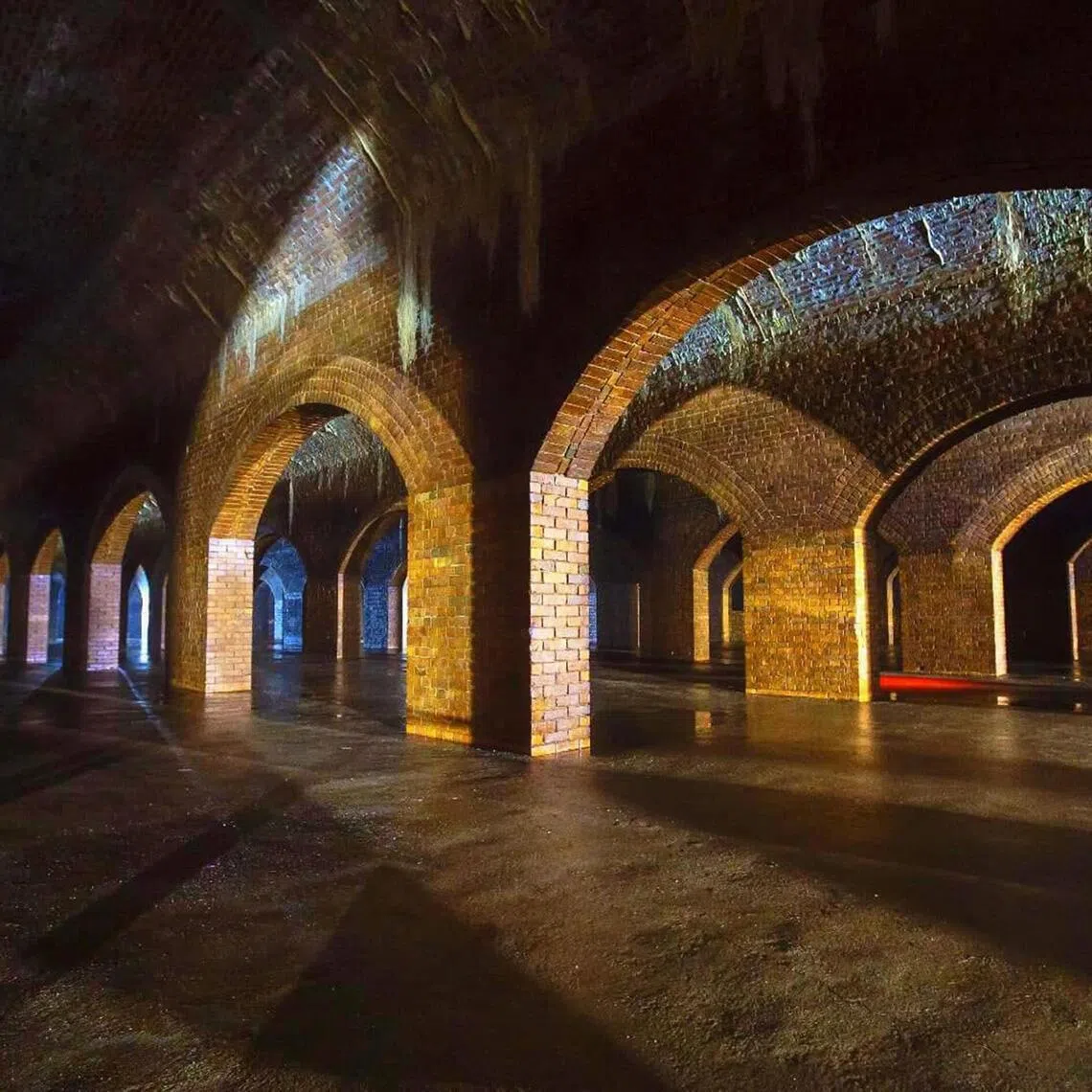 The old clear water tank at Bukit Timah Waterworks has a capacity of 20,000 cubic metres, which is equivalent in volume to about eight Olympic-sized swimming pools.