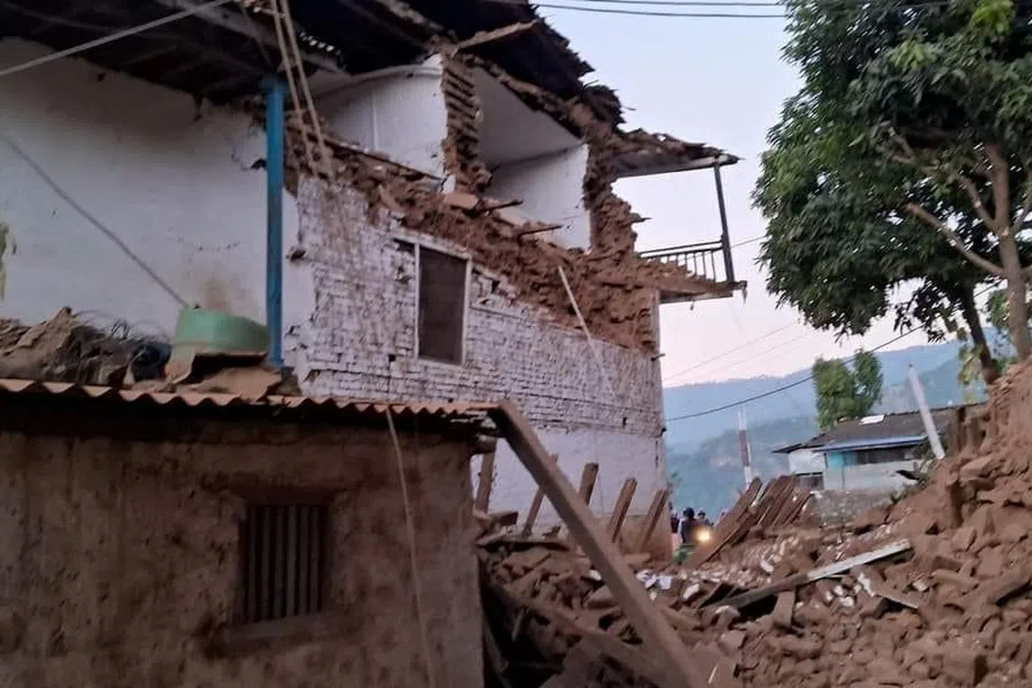 A damaged building is seen after an earthquake in Jajarkot, Nepal, on Nov 4.