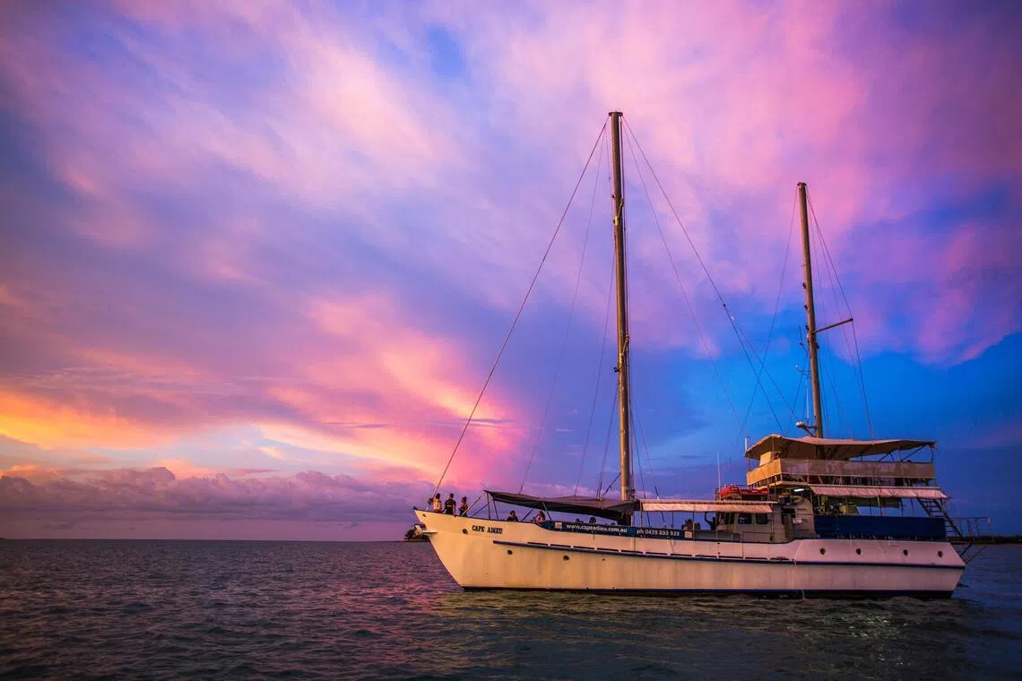 Cape Adieu’s signature dinner cruises take place at sunset and come with a four-course meal.