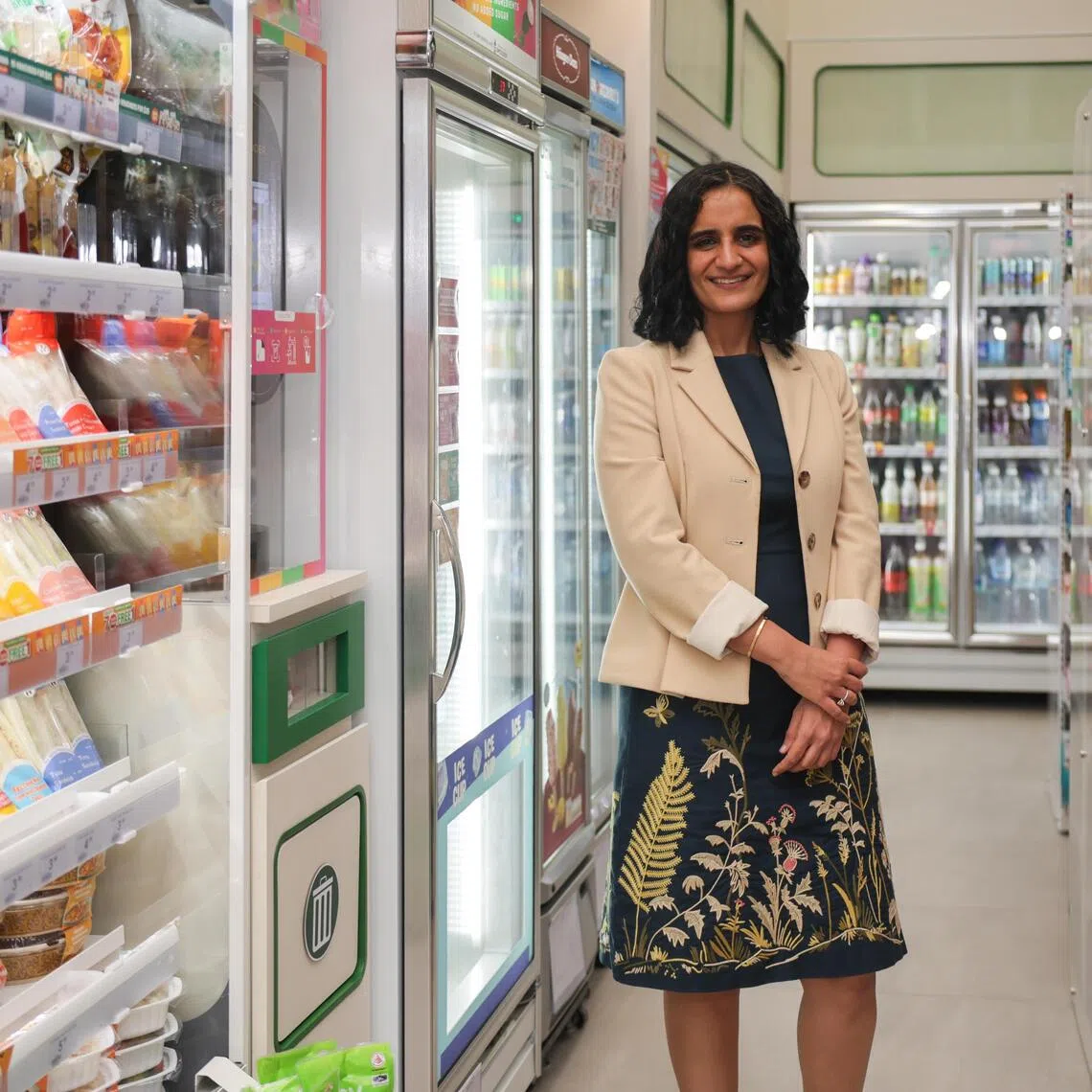 Ms Anushree Khosla, managing director of 7-Eleven Singapore, at the chain’s CapitaSpring outlet, which offers a wider selection of hot food.