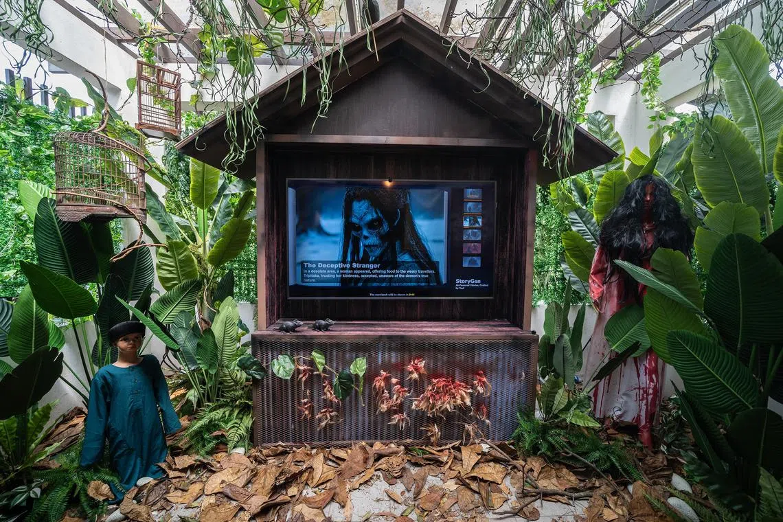 ffhorror - Visitors can embark on an immersive journey, inputting their prompts before they enter the experience to generate their own stories, then reading them as they navigate through the room.


PHOTO: NATIONAL LIBRARY BOARD