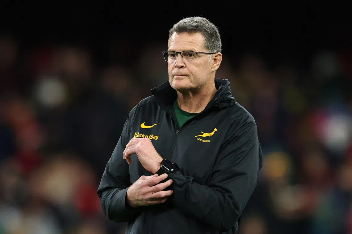 FILE PHOTO: Rugby Union - Autumn Internationals - Wales v South Africa - Principality Stadium, Cardiff, Wales, Britain - November 29, 2025 South Africa head coach Rassie Erasmus before the match Action Images via Reuters/Andrew Boyers/File Photo1
