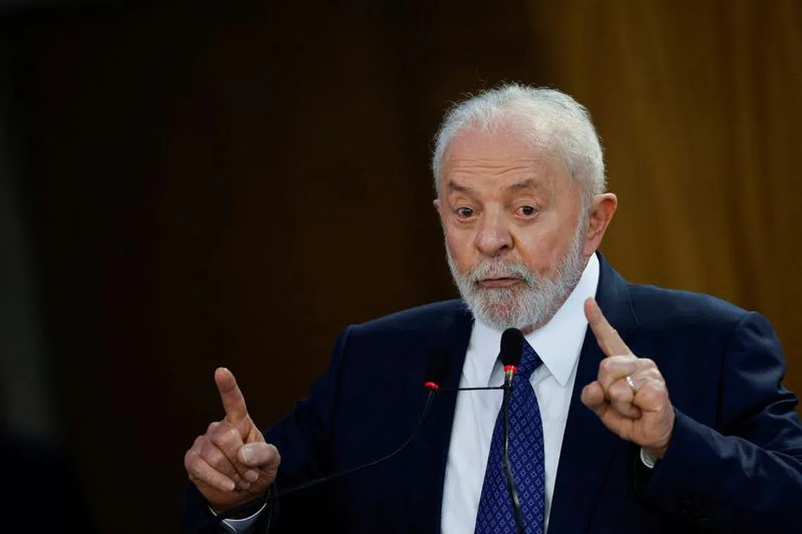 Brazil's President Luiz Inacio Lula da Silva speaks during a ceremony announcing investments by public banks in states, at the Planalto Palace in Brasilia, Brazil, December 12, 2023. REUTERS/Adriano Machado/ File Photo