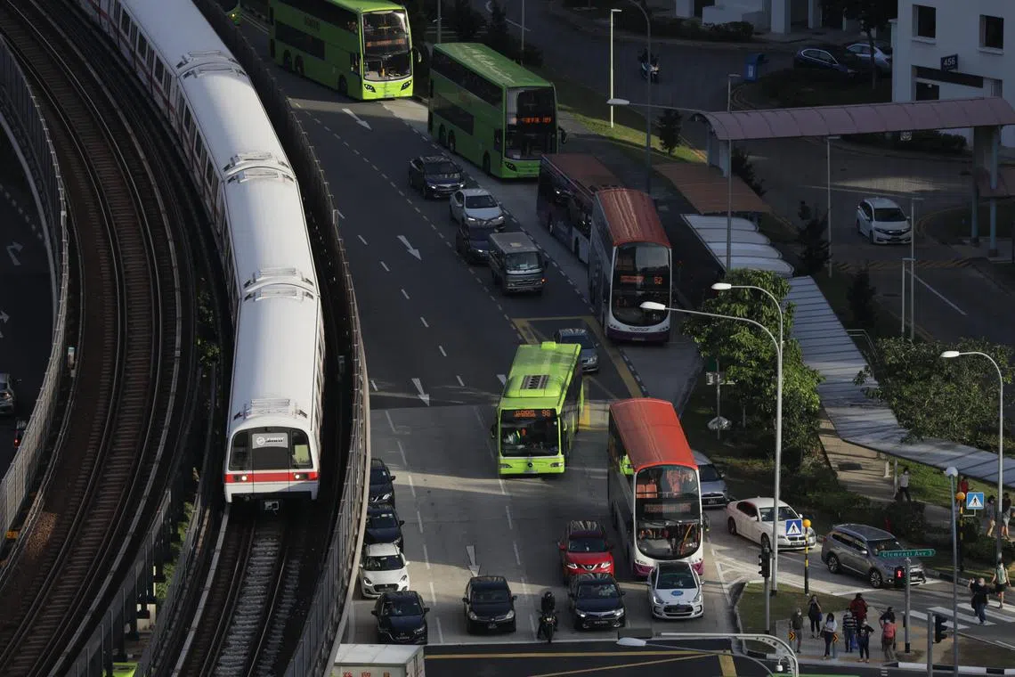 Buses, cars and the MRT at Clementi.