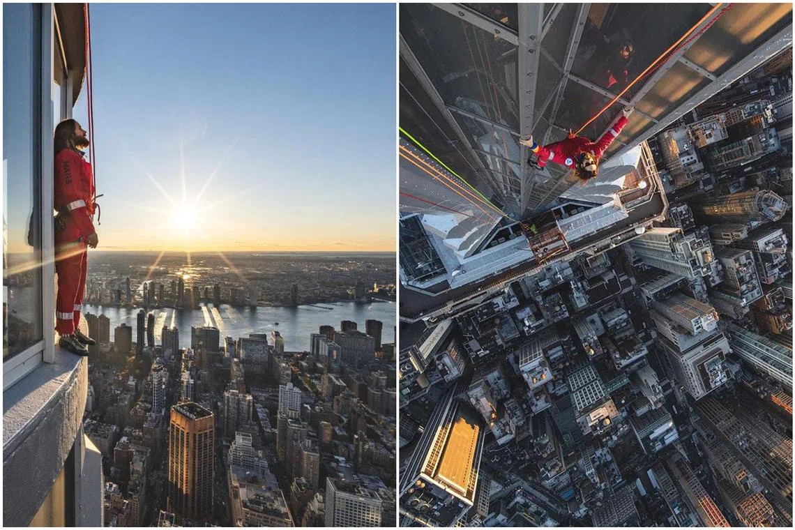 Jared Leto climbed the east side of the building from floors 86 to 104, to a point nearly 396 metres up in the air.