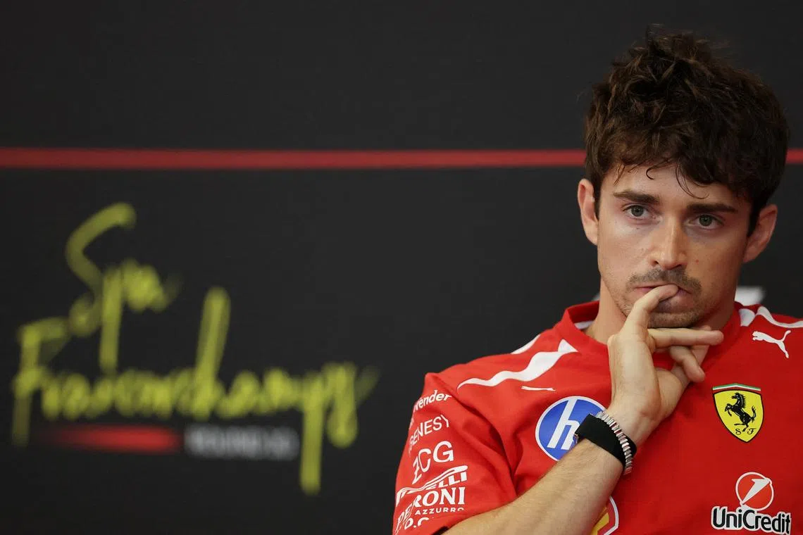 Formula One F1 - Belgian Grand Prix - Circuit de Spa-Francorchamps, Stavelot, Belgium - July 16, 2026 Ferrari's Charles Leclerc during the press conference ahead of the Belgian Grand Prix REUTERS/Christian Hartmann