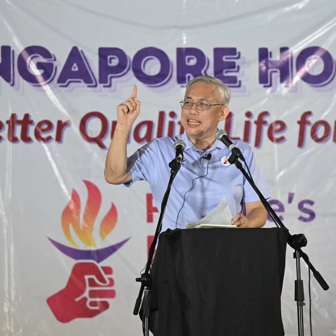 PPP secretary-general Goh Meng Seng speaking a the party's rally at Yio Chu Kang Stadium on April 29.