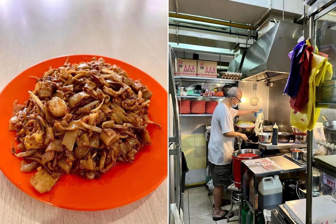 Photos of Hock Kee Fried Kway Teow and a $4 plate of fried kway teow from the stall posted by Facebook user NG YL Mike in April 2023. 