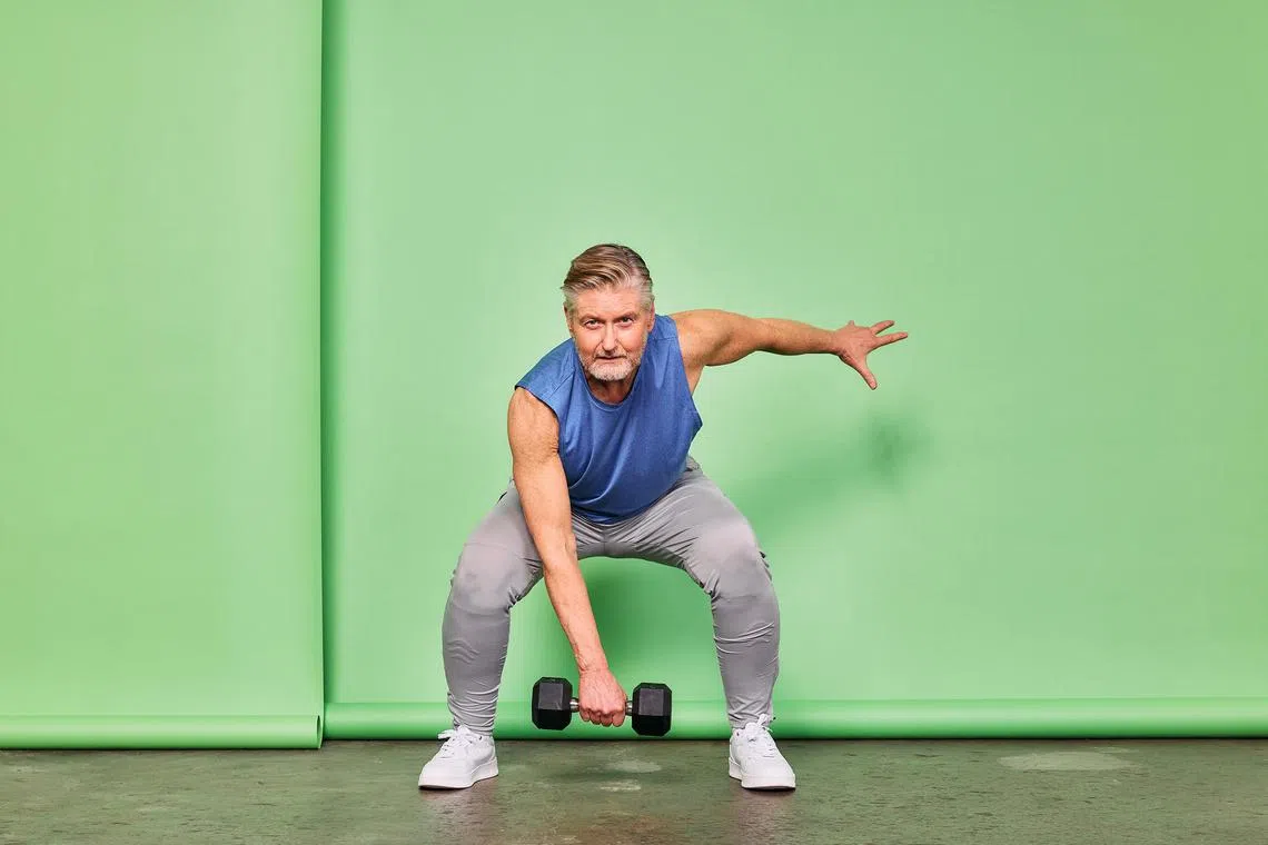 A man works out in Portland, Oregon, Jan 7, 2024. You need more than strength to age well — you also need power. 