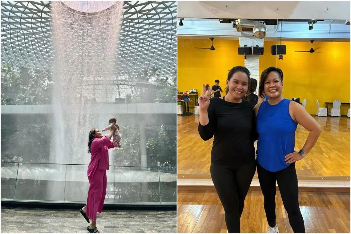 The local artiste unwinds by chilling out at Changi Airport with her family and taking Zumba classes.