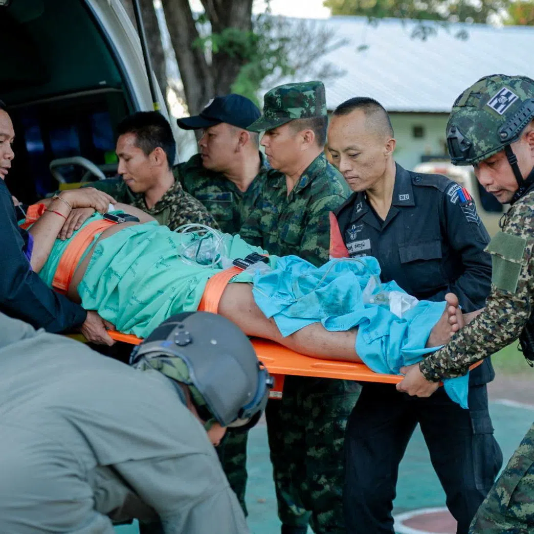An injured soldier is transferred to a hospital following a clash between Thai and Cambodian troops over a disputed border area in Sisaket Province, Thailand, on Dec 7.