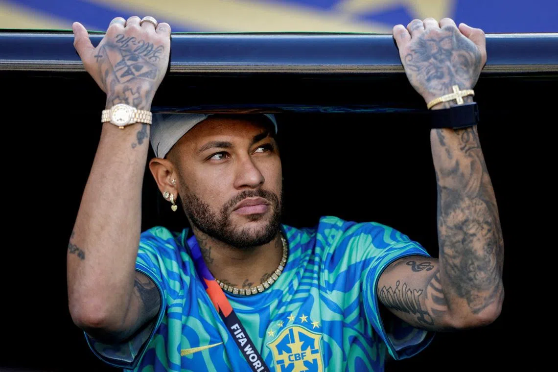 Soccer Football - FIFA World Cup 2026 - Group C - Brazil v Morocco - New York/New Jersey Stadium, East Rutherford, New Jersey, U.S. - June 13, 2026 Brazil's Neymar Jr. looks on before the match REUTERS/Jeenah Moon