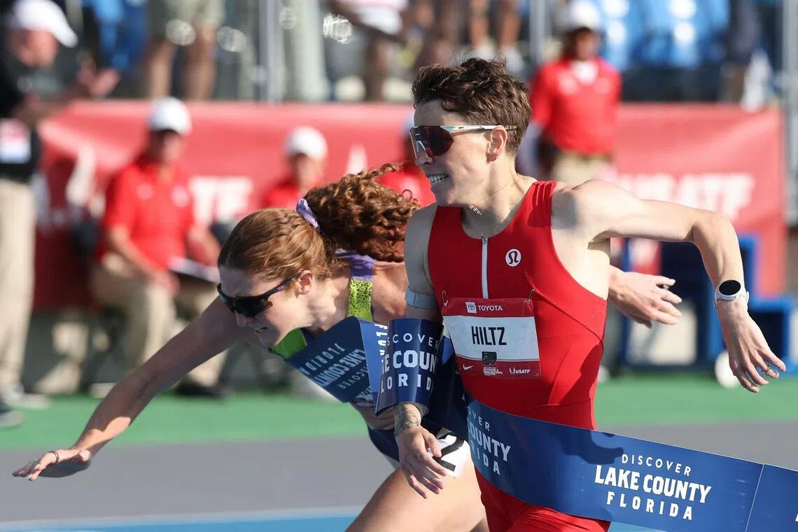 American Nikki Hiltz finishing ahead compatriot Emily Mackay to win the women’s 1,500m title at the 2026 US Championships in New York on July 25.
