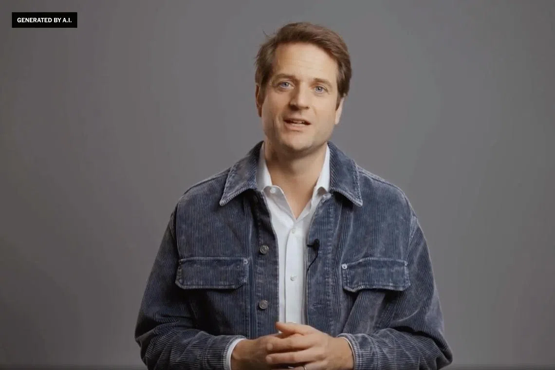 Ñ EMBARGO: NO ELECTRONIC DISTRIBUTION, WEB POSTING OR STREET SALES BEFORE 3:01 A.M. ET ON SUNDAY, FEB. 2, 2025. NO EXCEPTIONS FOR ANY REASONS Ñ A still limage from an artificial intelligence-generated video of Sebastian Siemiatkowski, the chief executive of Klarna, announcing the companyÕs earnings last year. Over the past year, Klarna and Siemiatkowski have repeatedly talked up the amount of work they have automated using generative AI, which serves up text, images and videos that look like they were created by people. (Klarna via The New York Times)  Ñ ADVISORY MUST REMAIN IN THE UPPER LEFT CORNER TO SIGNIFY THIS IMAGE WAS GENERATED BY ARTIFICIAL INTELLIGENCE Ñ IMAGE MUST NOT BE CROPPED Ñ NO SALES; FOR EDITORIAL USE ONLY WITH NYT STORY SLUGGED AI WORKER REPLACEMENT BY NOAM SCHEIBER FOR FEB. 2, 2025. ALL OTHER USE PROHIBITED. Ñ 