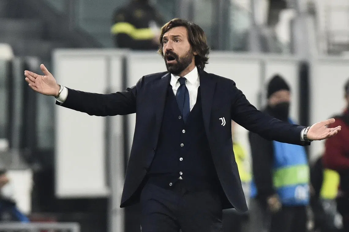 Soccer Football - Champions League - Round of 16 Second Leg - Juventus v FC Porto - Allianz Stadium, Turin, Italy - March 9, 2021 Juventus coach Andrea Pirlo reacts REUTERS/Massimo Pinca/ File Photo