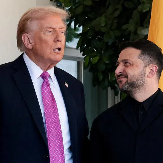 US President Donald Trump welcomes Ukraine's President Volodymyr Zelensky at the White House in Washington DC, USA, on Oct 17.