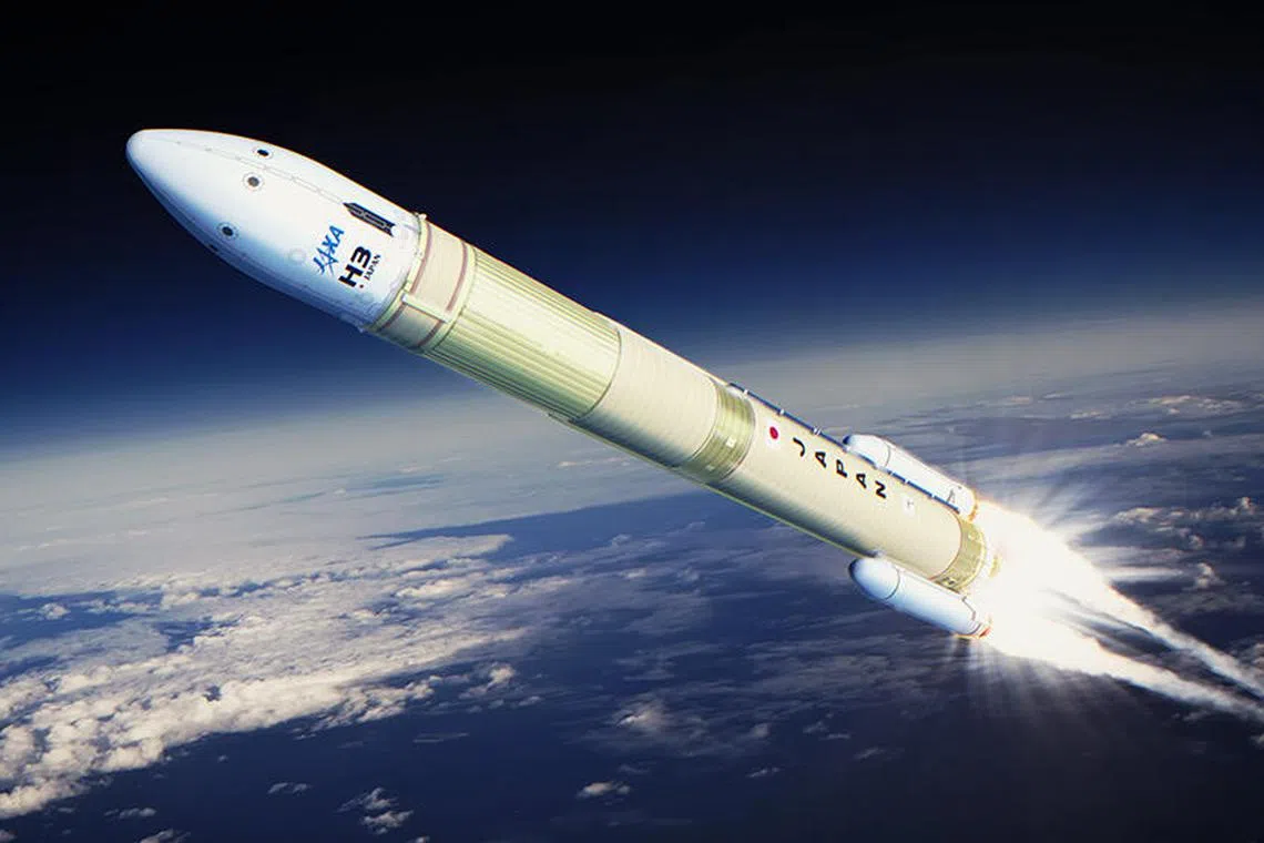 The flagship H3 rocket set to take off from southern Japan on Feb 15, 2024.