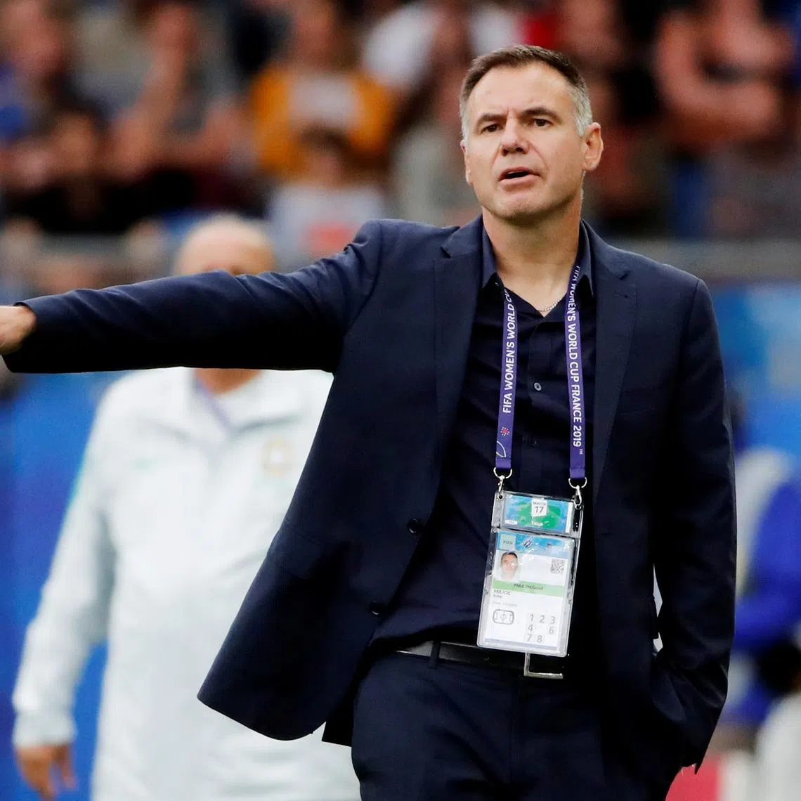 FILE PHOTO: Soccer Football - Women's World Cup - Group C - Australia v Brazil - Stade de La Mosson, Montpellier, France - June 13, 2019 Australia coach Ante Milicic reacts during the match REUTERS/Jean-Paul Pelissier/ File Photo