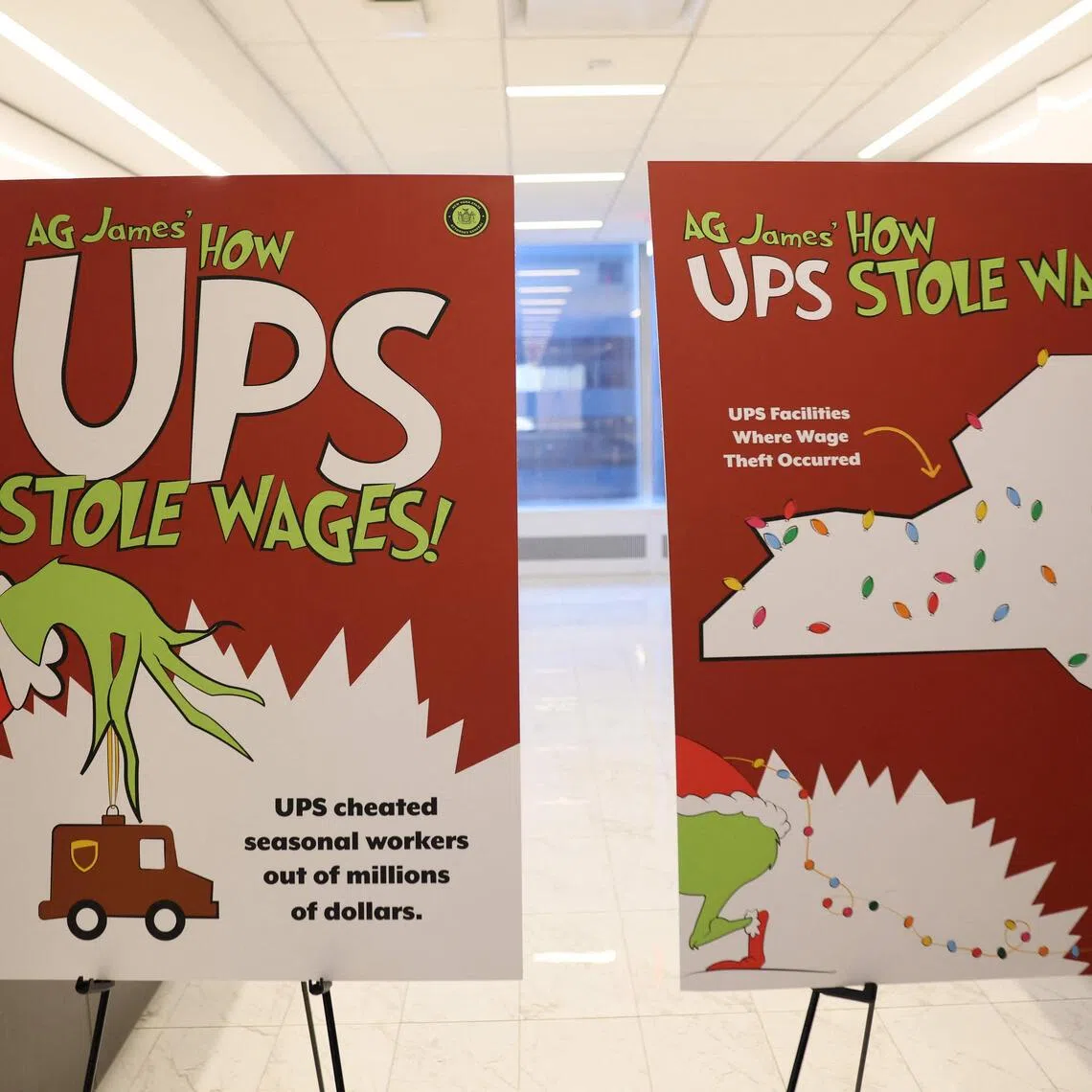 Attorney-general Letitia James said that UPS has "played the Grinch", referencing the Dr Seuss character who stole Christmas.