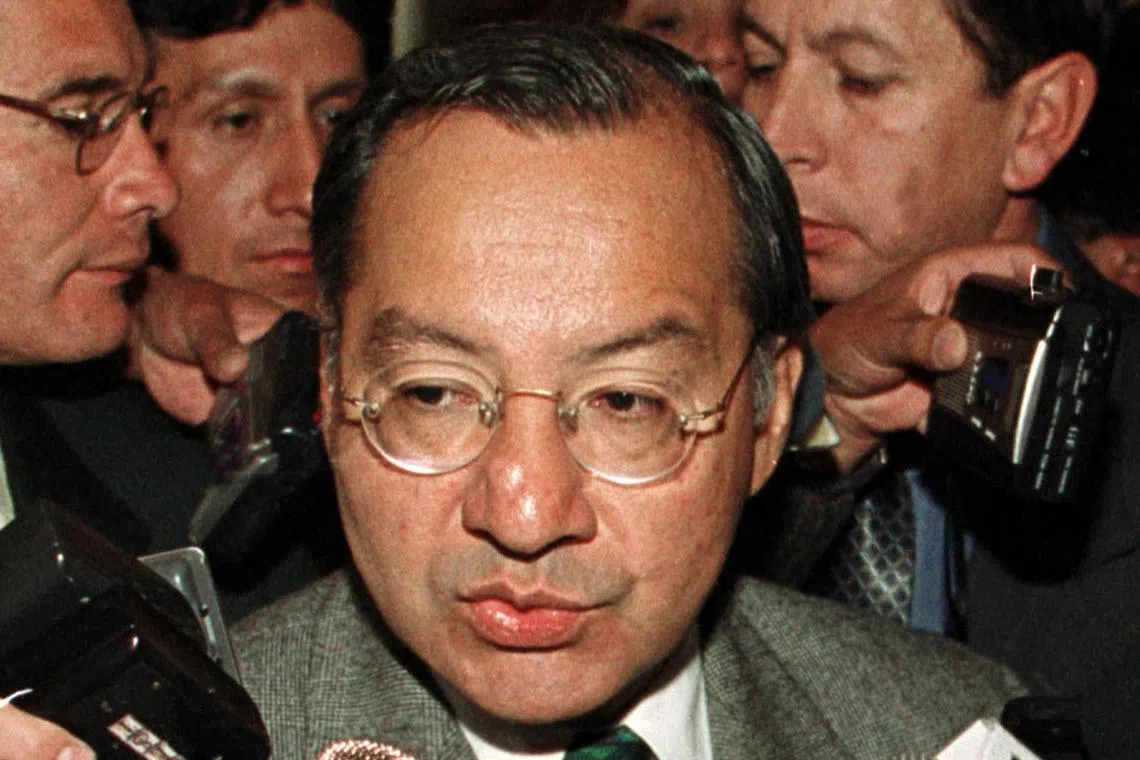 In a photo taken in July 2011, Victor Manuel Rocha speaks to members of the press in La Paz, Bolivia.