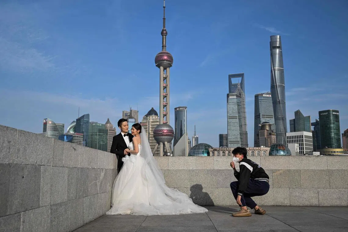 Only 6.83 million couples tied the knot in China last year, down about 800,000 from the previous year.