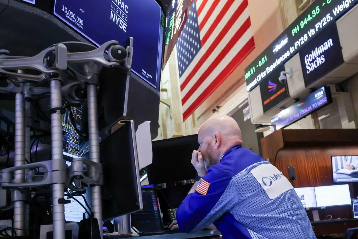 A trader working on the floor the New York Stock Exchange, in New York City.