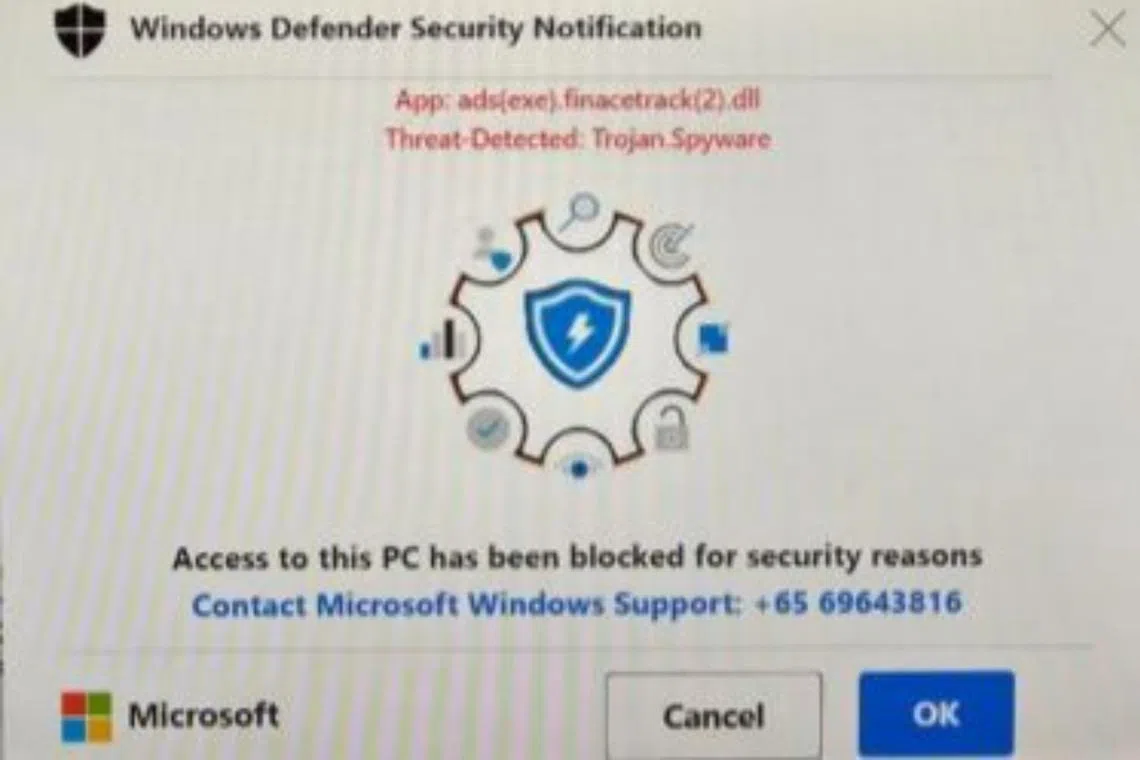 Victims would receive pop-ups on their computers claiming that their devices had been compromised.