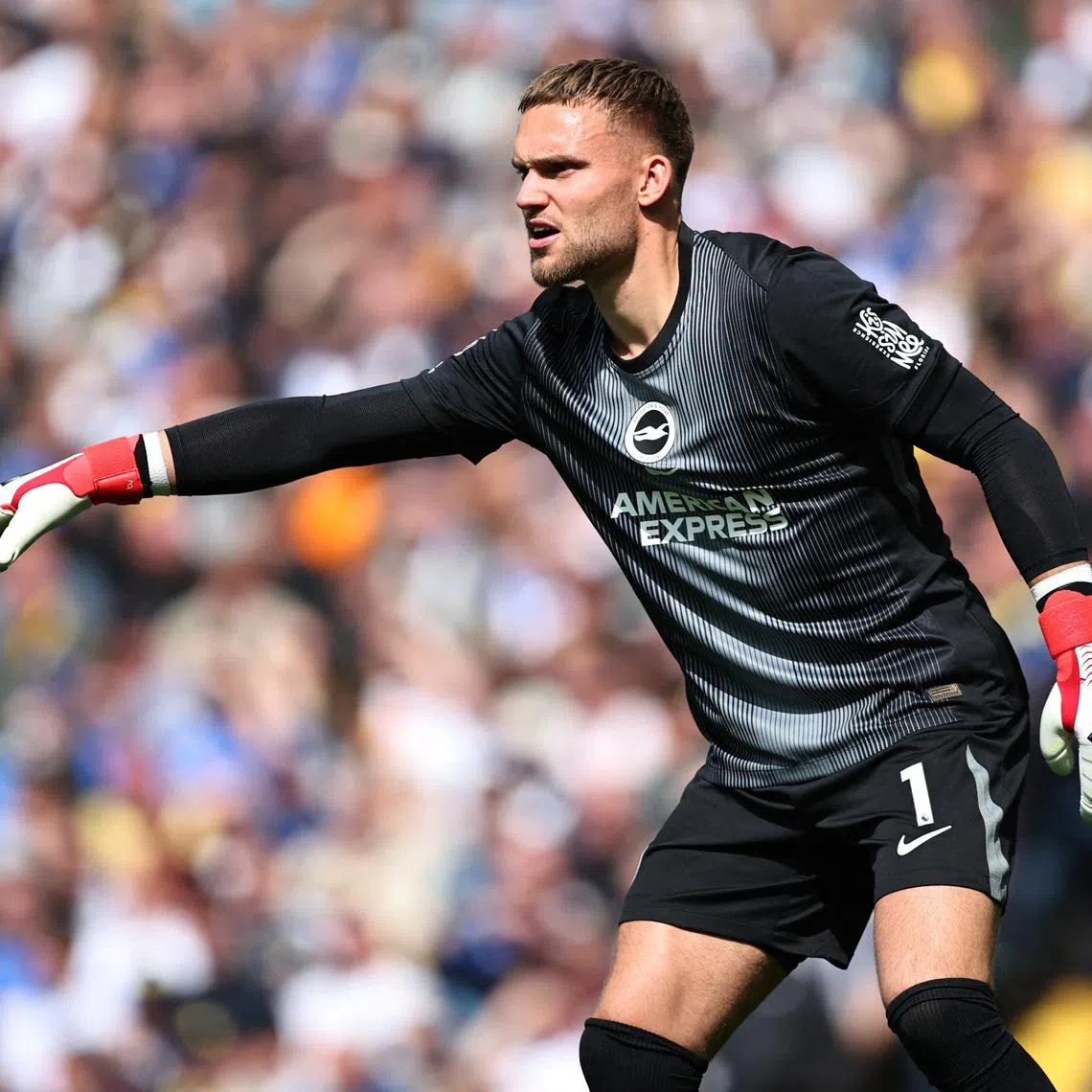 Soccer Football - Premier League - Leeds United v Brighton & Hove Albion - Elland Road, Leeds, Britain - May 17, 2026 Brighton & Hove Albion's Bart Verbruggen reacts Action Images via Reuters/Craig Brough EDITORIAL USE ONLY. NO USE WITH UNAUTHORIZED AUDIO, VIDEO, DATA, FIXTURE LISTS, CLUB/LEAGUE LOGOS OR 'LIVE' SERVICES. ONLINE IN-MATCH USE LIMITED TO 120 IMAGES, NO VIDEO EMULATION. NO USE IN BETTING, GAMES OR SINGLE CLUB/LEAGUE/PLAYER PUBLICATIONS. PLEASE CONTACT YOUR ACCOUNT REPRESENTATIVE FOR FURTHER DETAILS..