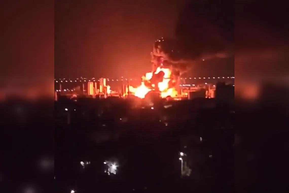 Russian authorities in Krasnodar said falling drone debris had caused a fire at the refinery.