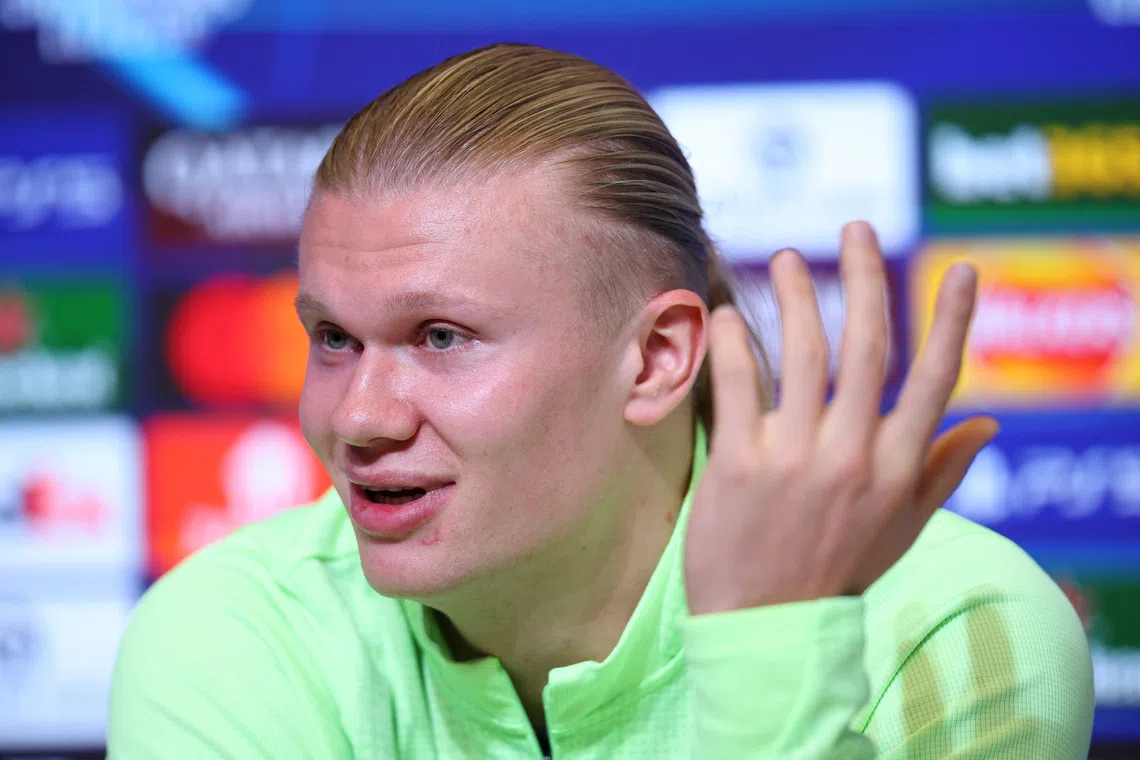 Soccer Football - UEFA Champions League - Manchester City Press Conference - Etihad Campus, Manchester, Britain - November 4, 2025 Manchester City's Erling Haaland during the press conference Action Images via Reuters/Ed Sykes