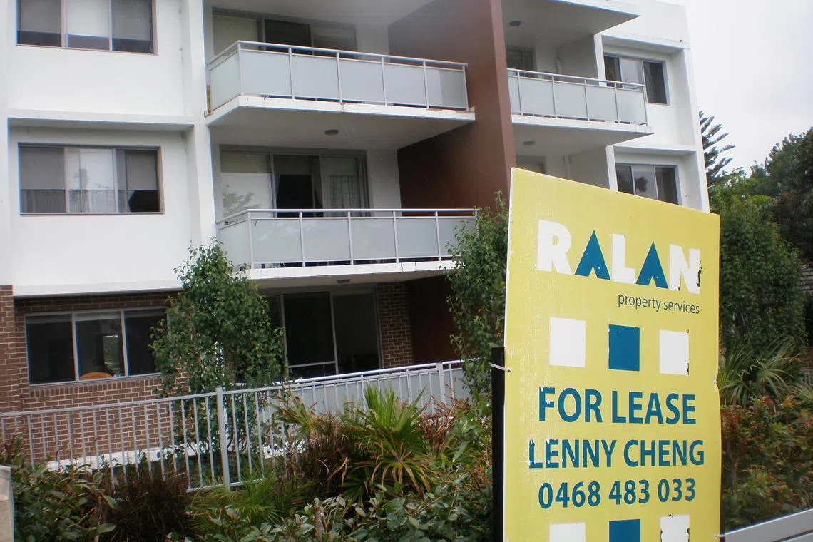 A sign advertising an upmarket apartment for rent in Sydney’s North Shore suburb of Gordon.