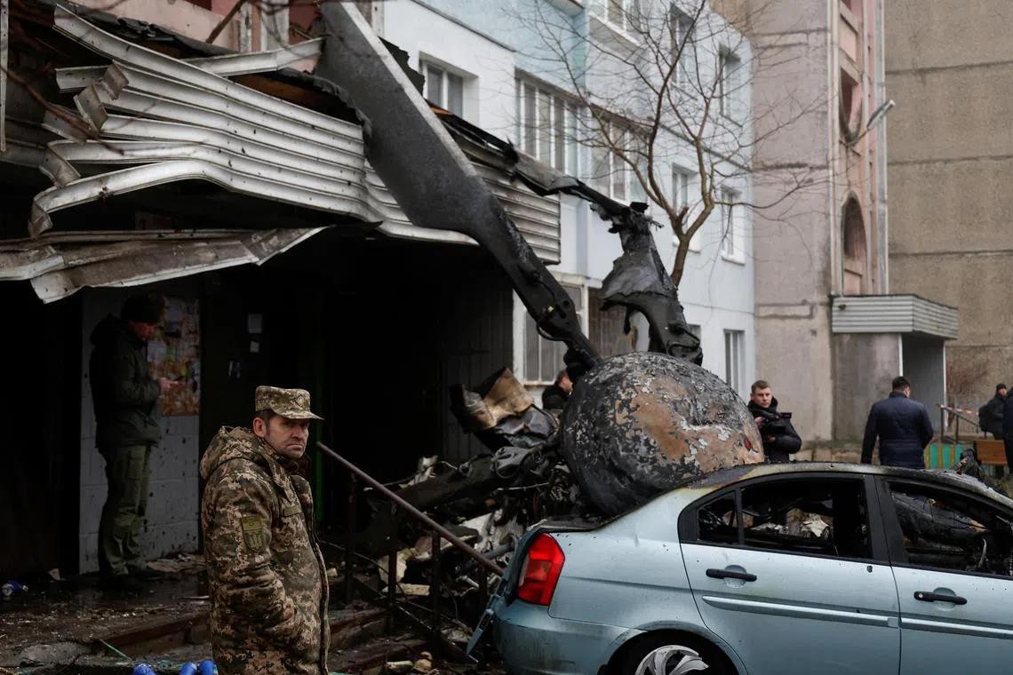 Fourteen people were killed in the crash, including Ukraine’s Interior Minister Denys Monastyrsky and close aides.