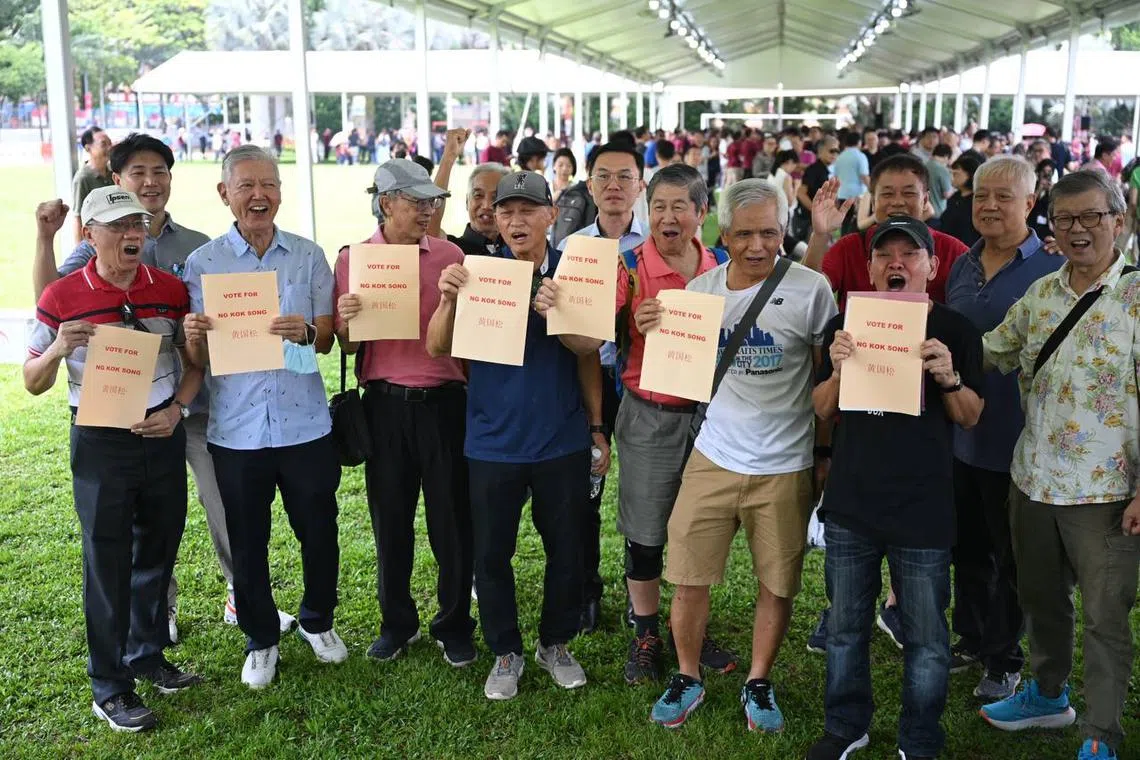 Ng Kok Song supporters at the nomination centre. 