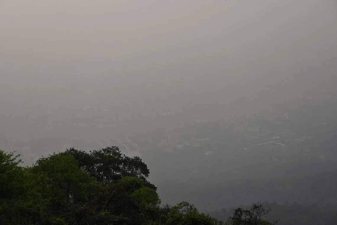 High levels of air pollution is seen from the top of Doi Suthep temple in Chiang Mai on April 11, 2023. 