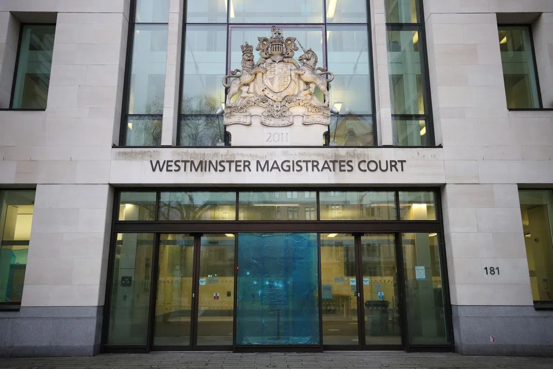 General view of an entrance of the Westminster Magistrates Court in London, Britain March 13, 2021. REUTERS/Hannah McKay/File Photo