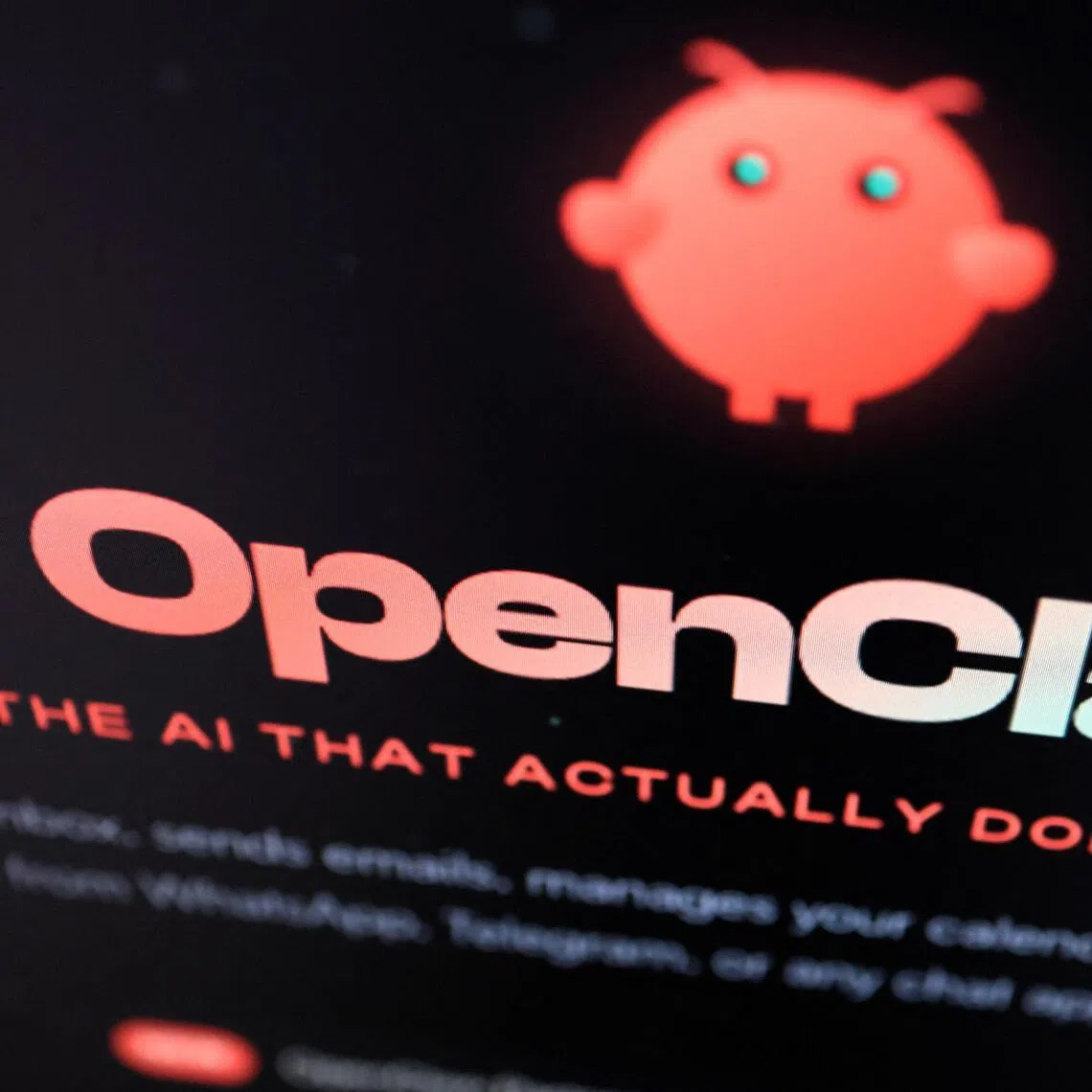 The logo of OpenClaw, an open-source AI assistant, is seen on the software's website in this illustration picture taken March 12, 2026. REUTERS/Florence Lo/Illustration