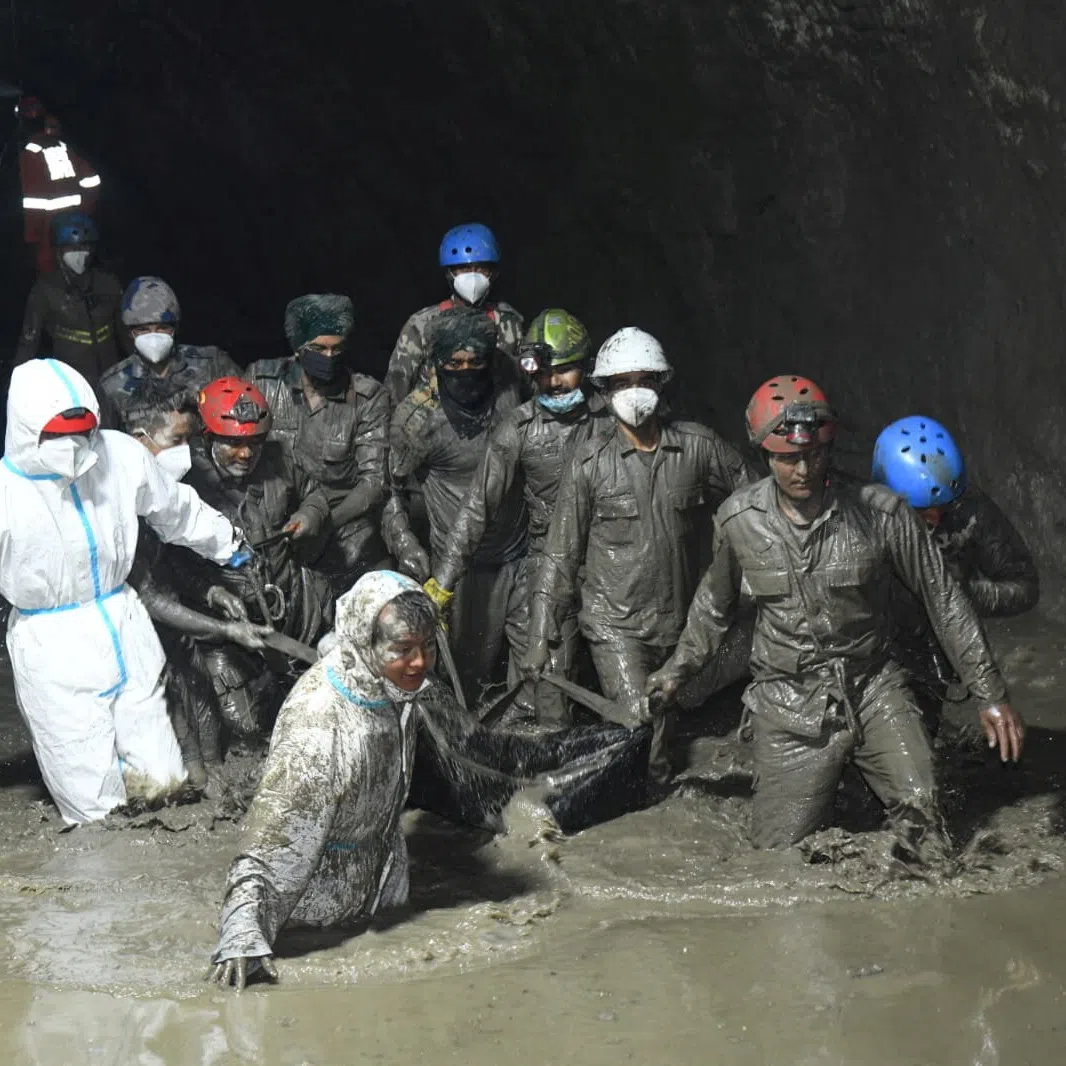 The authorities have deployed thermal drones and helicopters in the search and brought in specialists to rescue workers trapped in tunnels.