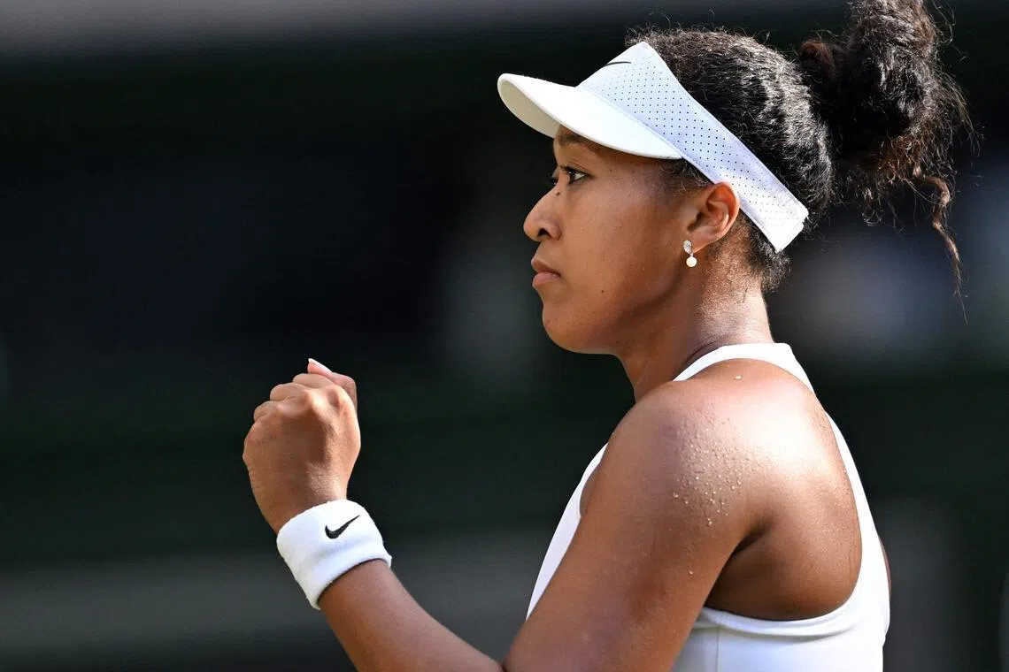 Japan’s Naomi Osaka celebrating her win over Belarus’ Aryna Sabalenka during their last-16 match on July 5, 2026.