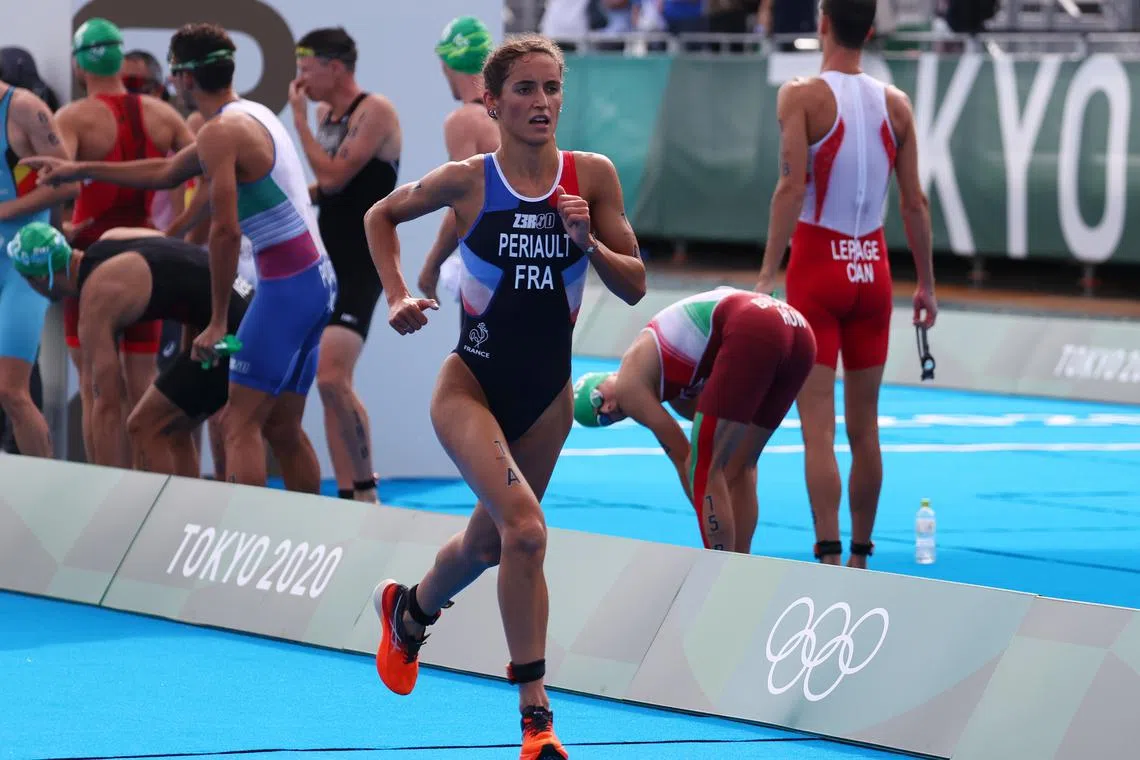 Tokyo 2020 Olympics - Triathlon - Mixed Team Relay - Final - Odaiba Marine Park, Tokyo, Japan - July 31, 2021. Leonie Periault of France in action REUTERS/Thomas Peter/File Photo