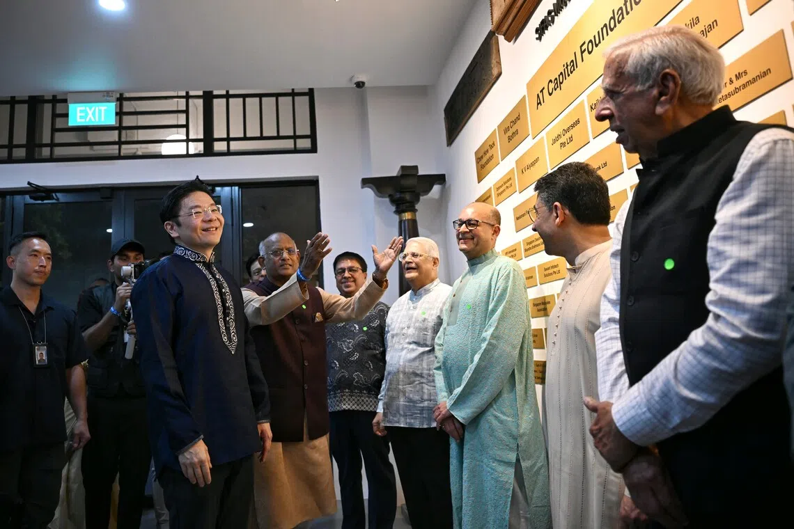 PM Lawrence Wong at the new campus of Singapore Indian Fine Arts Society on Oct 31.