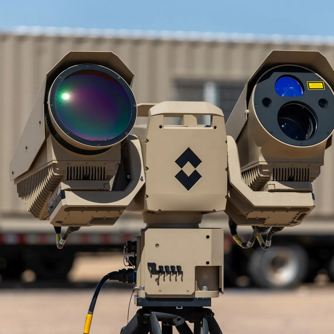 A Teledyne FLIR defense camera at work during the US military testing of anti-drone technology near Yuma, Arizona, US.
