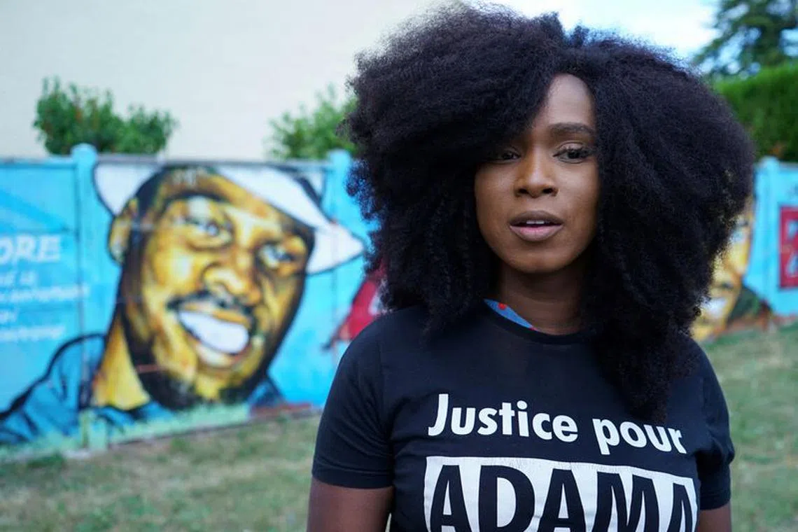 FILE PHOTO: Assa Traore, sister of Adama Traore, a 24-year-old black Frenchman who died in a 2016 police operation, poses during an interview with Reuters in Beaumont-sur-Oise, near Paris, June 7, 2020.   REUTERS/Lucien Libert/File Photo