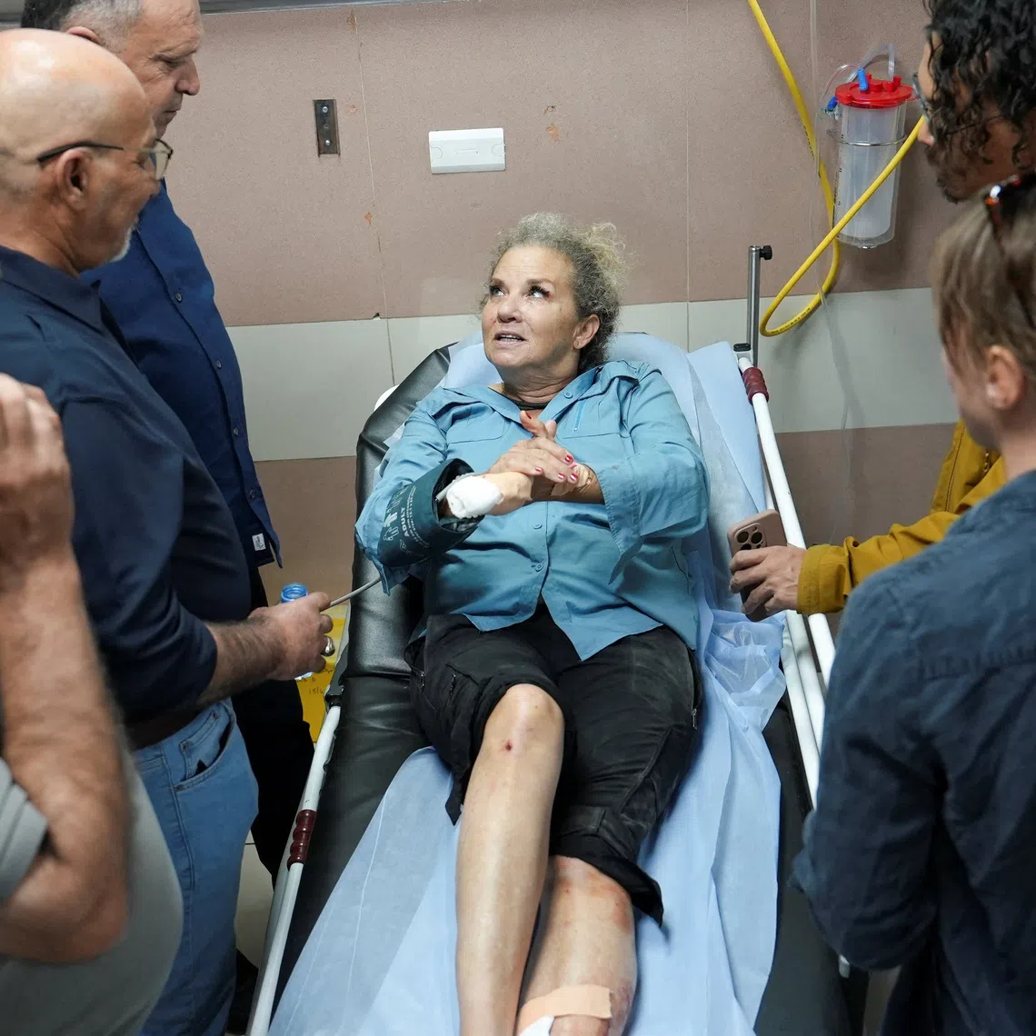 Heidi Levine, a photojournalist with the Washington Post, speaks to journalists at the hospital after sustaining multiple injuries during an attack by Israeli militant settlers on Palestinians harvesting olives, in Ramallah in the Israeli-occupied West Bank, October 16, 2026. REUTERS/Ali Sawafta