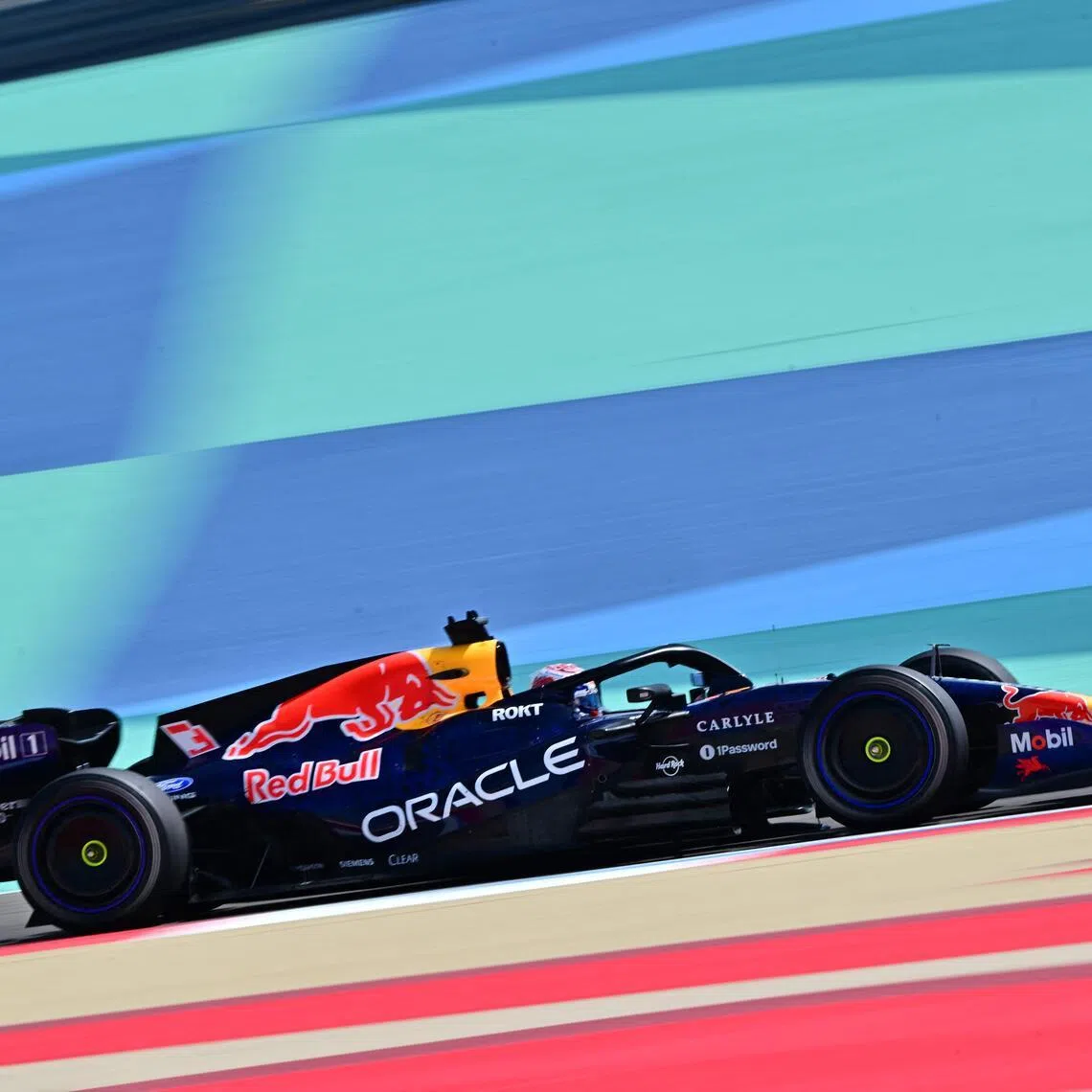 Red Bull's Max Verstappen driving on the first day of the Formula One pre-season testing in Bahrain on Feb 11.