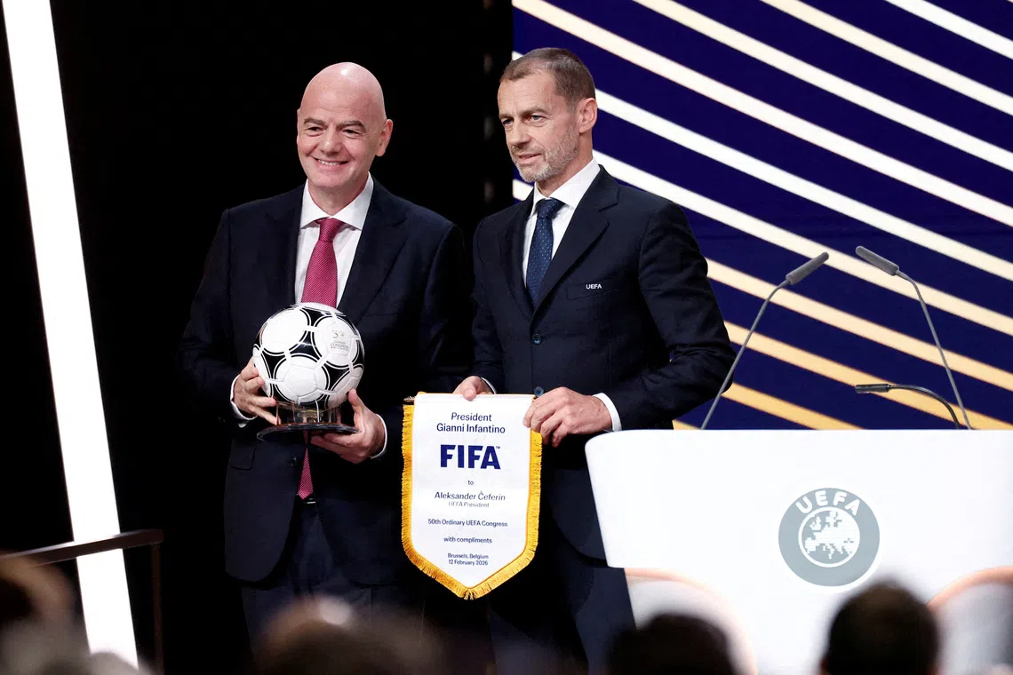 UEFA president Aleksander Ceferin (right) said he had no contact with FIFA president Gianni Infantino since controversy erupted over an abandoned sell-off plan.